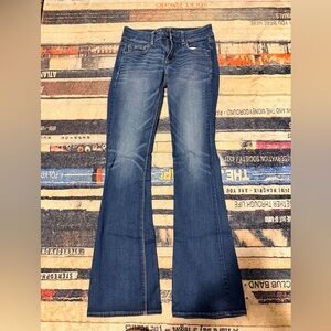 American Eagle Outfitters Dark Blue Artist Flare Jeans 4 long